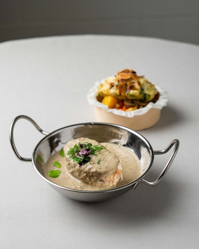 Grenadin de veau aux girolles et vin jaune 