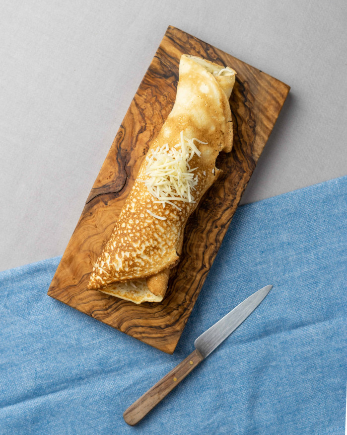 Crêpe  farcie aux poireaux et saumon fumé 