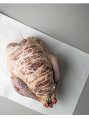 Poulet farcie cuit  (farce foie gras/girolles)