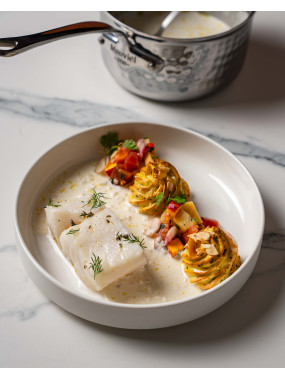 Skrei meunière, beurre blanc au champagne 