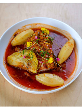 Dos de Cabillaud poché en bouillabaisse