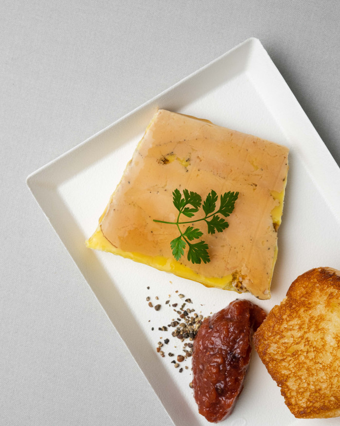 Foie gras de canard maison, chutney de tomates